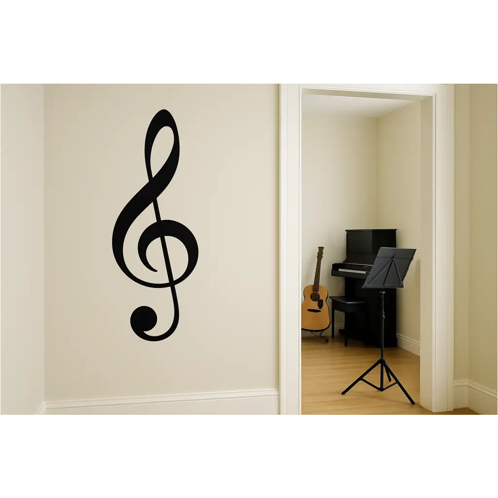 Treble Clef Wall Decal in Music Room