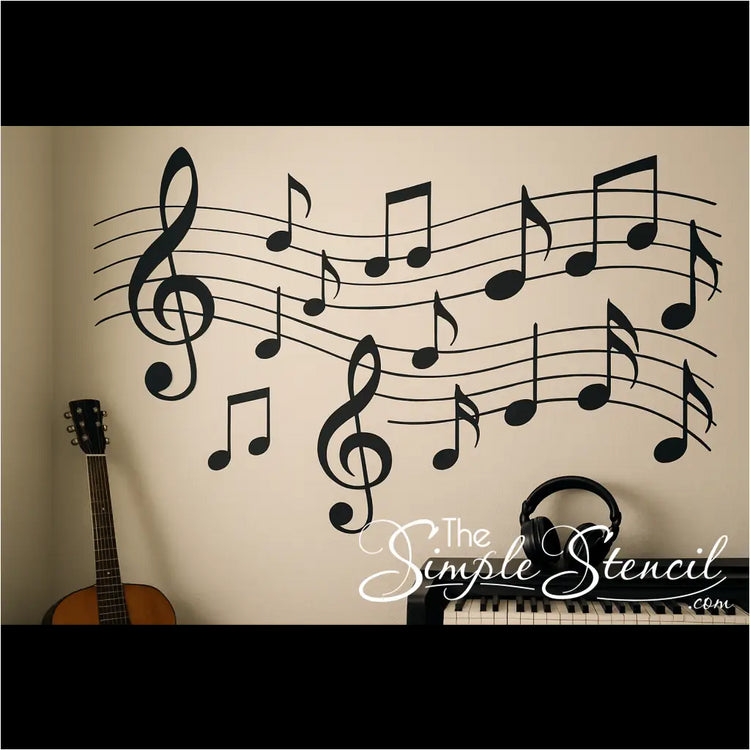 Multiple Musical Notes and Treble Clefs Wall Display