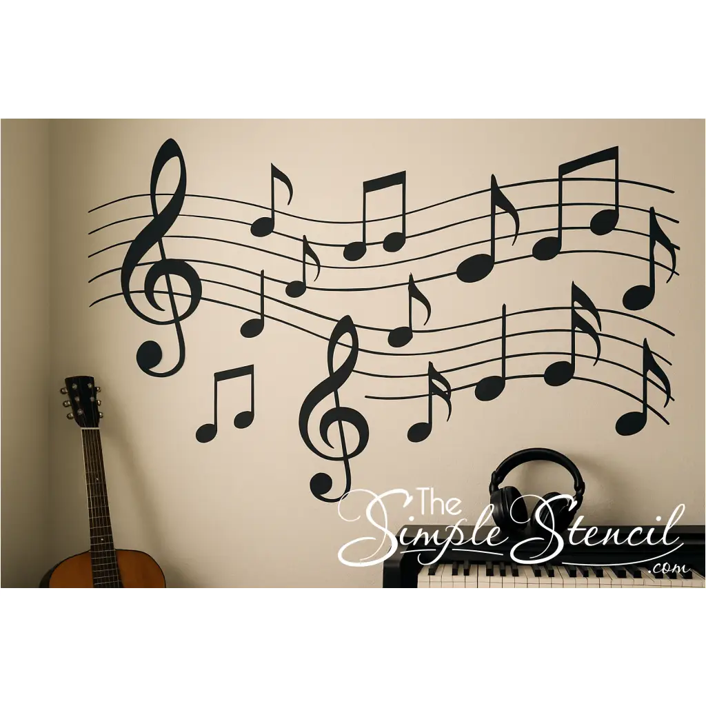 Multiple Musical Notes and Treble Clefs Wall Display