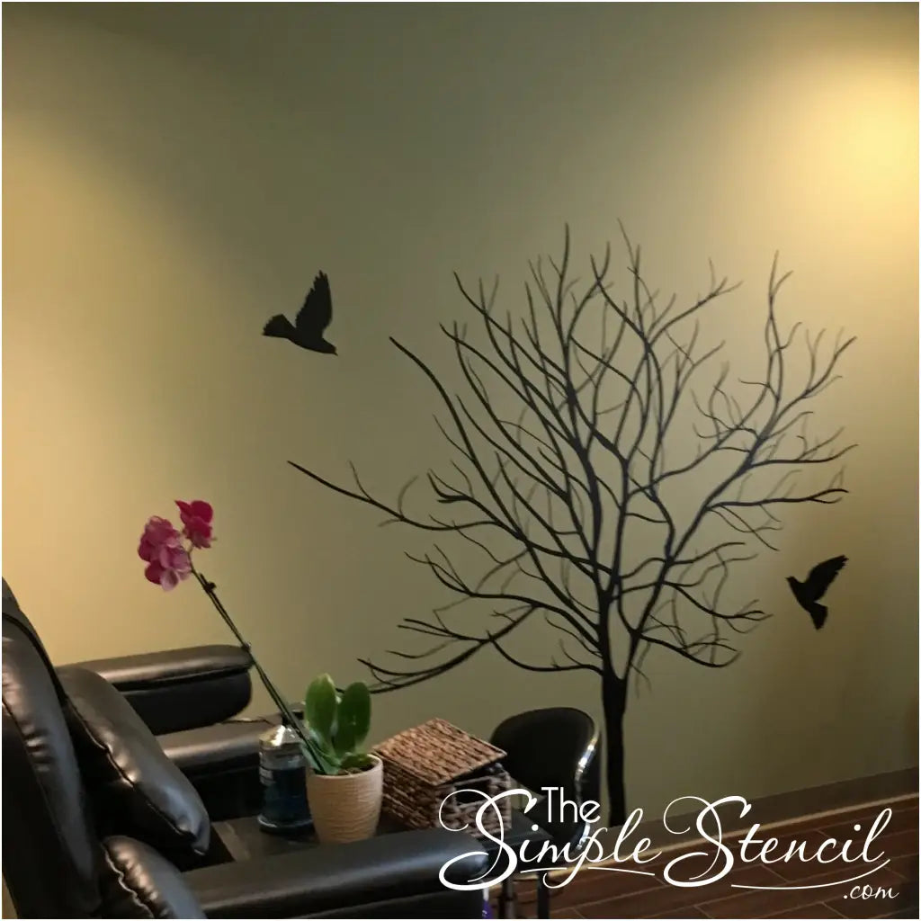 Tree Wall Art | Winter Bare Decal Removable Simple Stencils