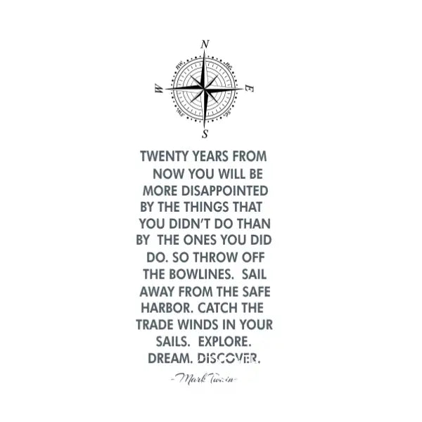 Twenty Years Mark Twain Quote | Large Wall Decal