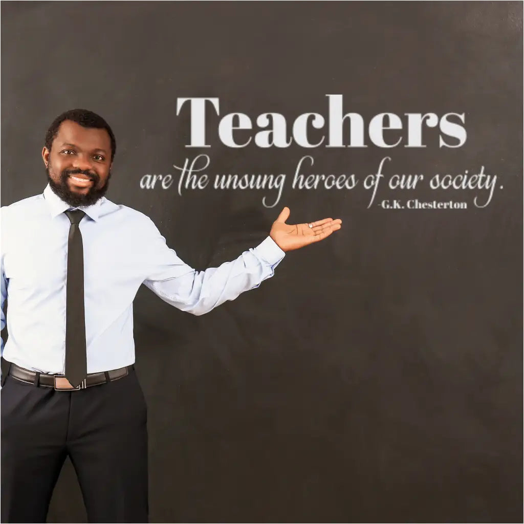 "Unsung Heroes" Teacher Appreciation Week Vinyl Wall Decal for Schools & Lounges By The Simple Stencil