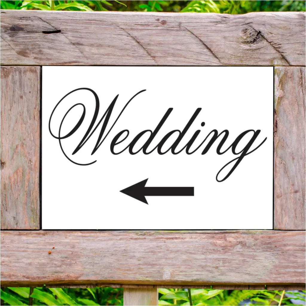 DIY Wedding Directional Sign with arrow pointing towards where wedding is held, parking, etc. to assist guests in finding your special day in an elegant and efficient way. Many sizes and colors at The Simple Stencil