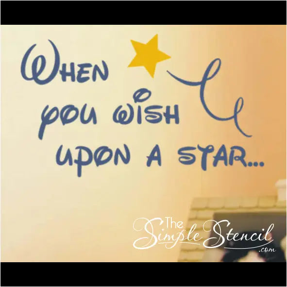 when you wish upon a star on child's play room wall as a decal that is easy to apply, looks painted on yet removable.