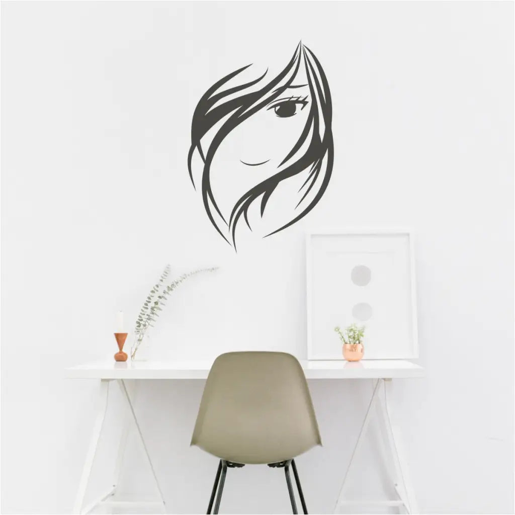 A beautiful decal of a woman's face created for a spa and made available to all by The Simple Stencil