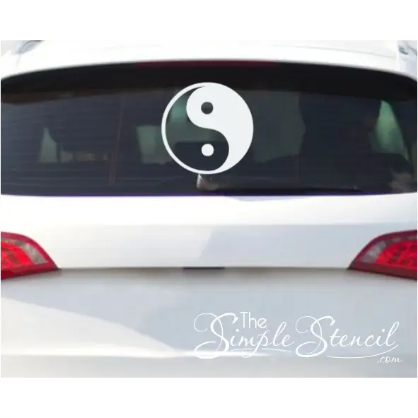 Yin Yang decal sticker on a car window in white but available in many other sizes and over 80 colors. easy to install and removable! 