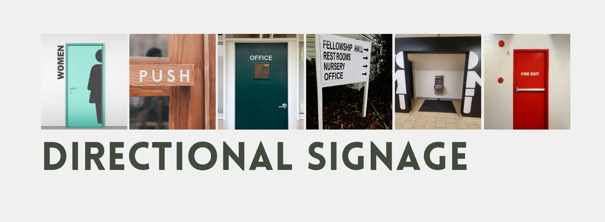 Directional and Wayfinding Sign Decals for Business Owners: affordable DIY solution to guide patrons to Restrooms, Fire Exits, Office Locations, traffic flow, and safety guidance.