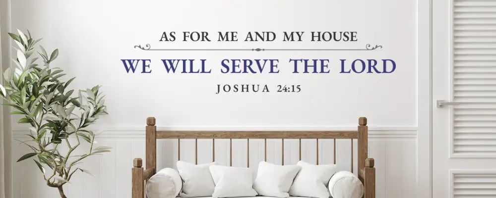 Joshua Bible Verse Wall Decal showing collection of Book of Joshua decals for decorating home or church walls. 