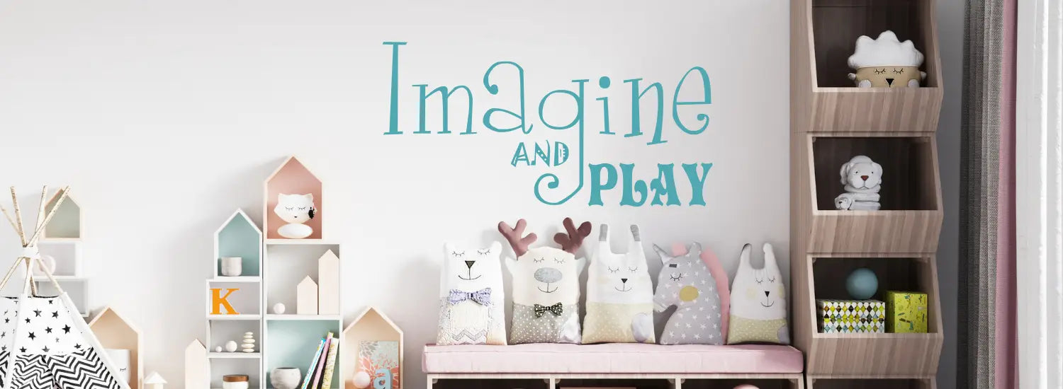 Colorful, Fun and Inspiring decals add finishing touch to playroom walls and windows. Easy to apply, look painted on but removable when you're ready for a change. 