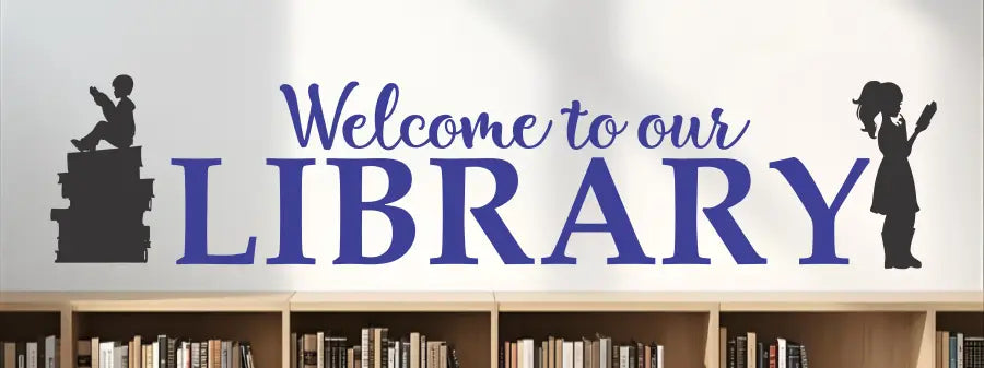 Educational vinyl wall decal for school library decor to inspire reading and learning.