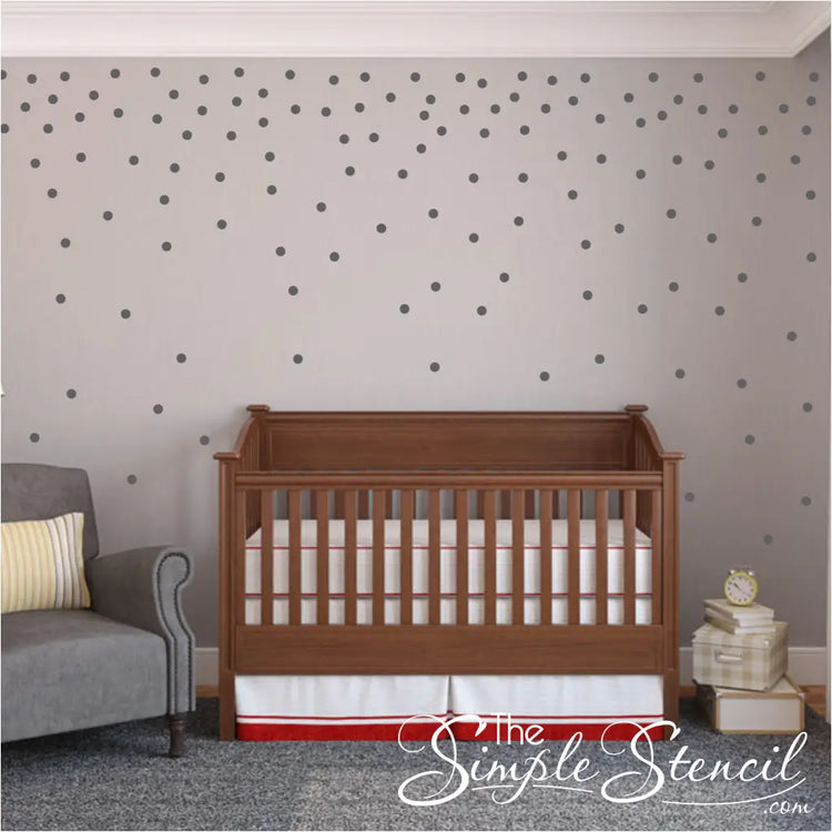 Baby Nursery Polka Dot wall decals to add instant decor to your child's playroom, baby nursery or kid's room walls, windows, doors, etc. with easy to install quality decals by The Simple Stencil