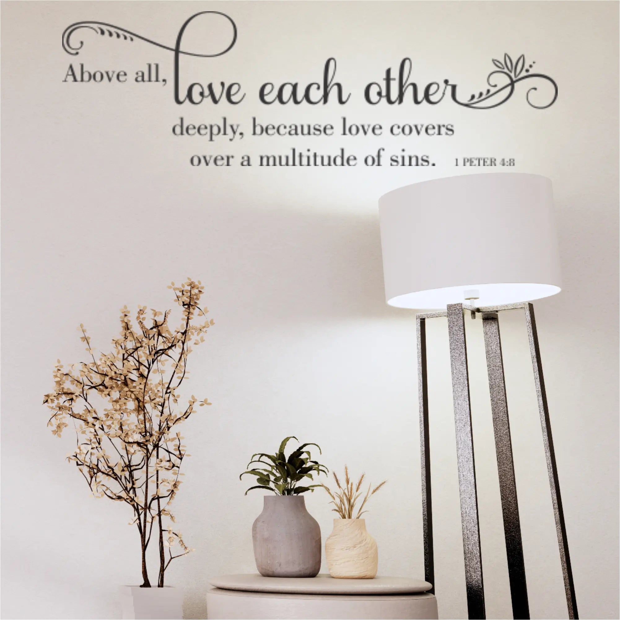 Christian wall decor, Bible verse decal, 1 Peter 4:8, love, forgiveness, faith