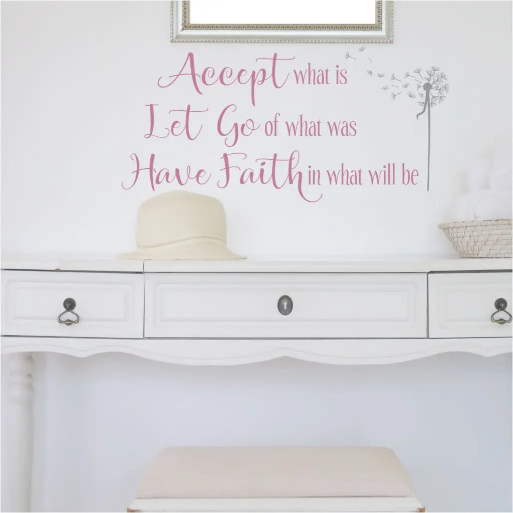 Accept Let Go Have Faith Wall Decal Inspirational wall quote decor in beautiful matte colors by The Simple Stencil