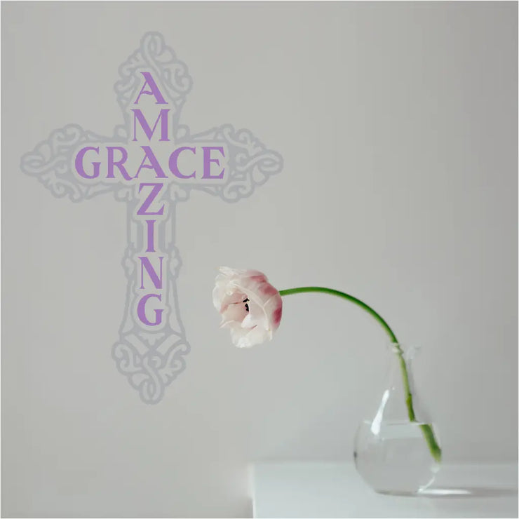 Amazing Grace Cross | Christian Wall Decal
