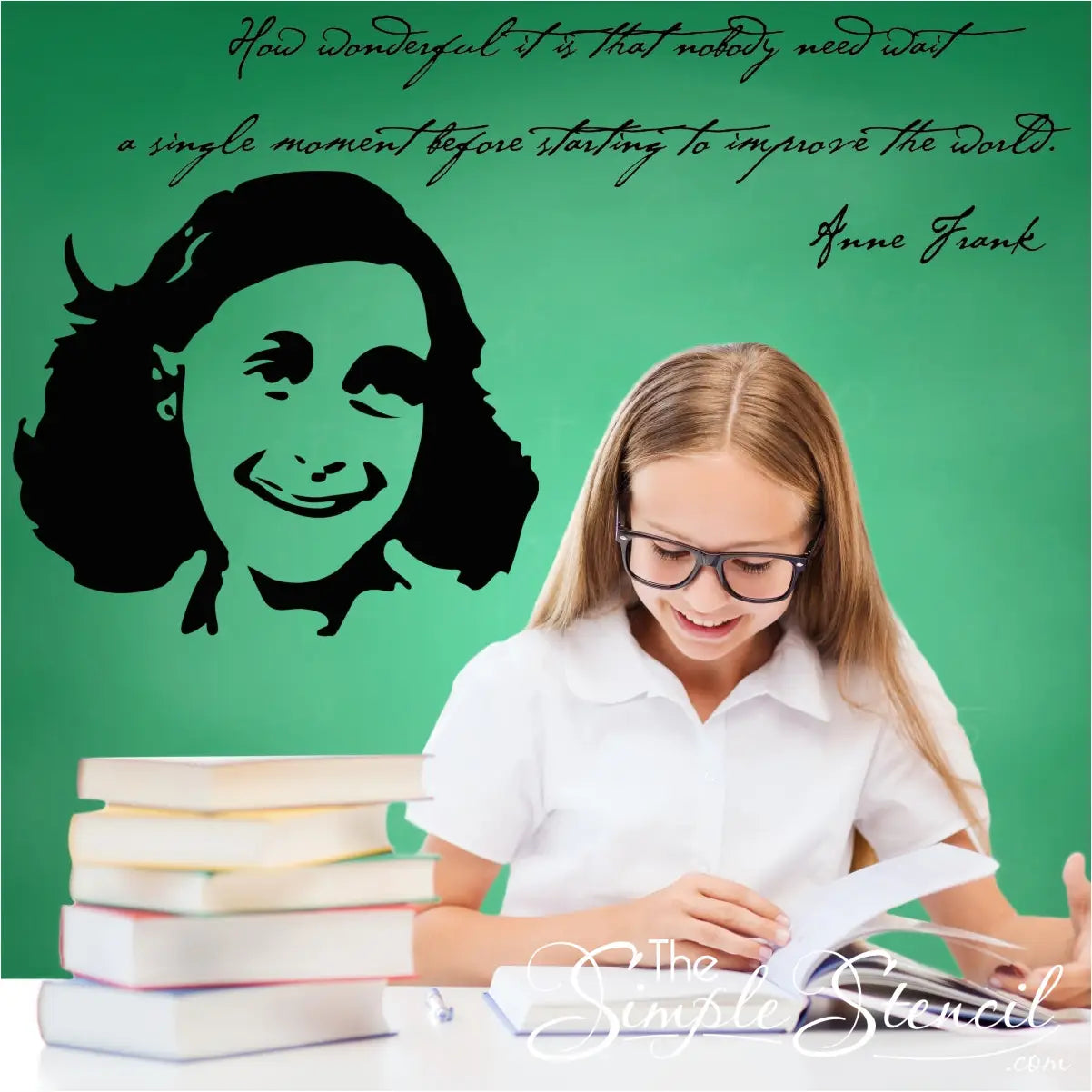 Anne Frank Large Vinyl Wall Art Silhouette Decal - Thumbnail 2