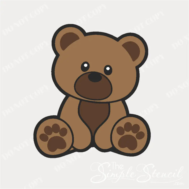 Close-up of the adorable brown cub bear wall decal, showcasing its detailed features.