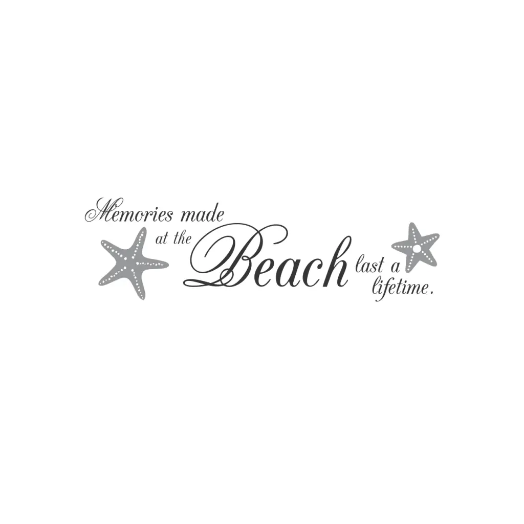 Beach House Wall Decal - Memories Made at the Beach Last a Lifetime - Self-Adhesive Wall Quote with Starfish Graphics