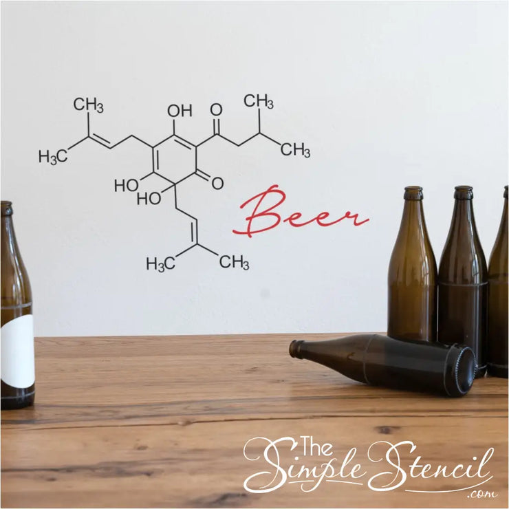 Beer molecule wall decal for display as a decoration in a bar, restaurant, or club. Makes a great gift for home brewers!