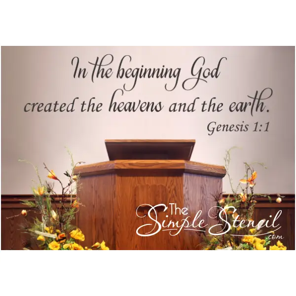 In The Beginning... Genesis 1:1 Bible Verse Wall Decal | Decor For Home Or Church Walls