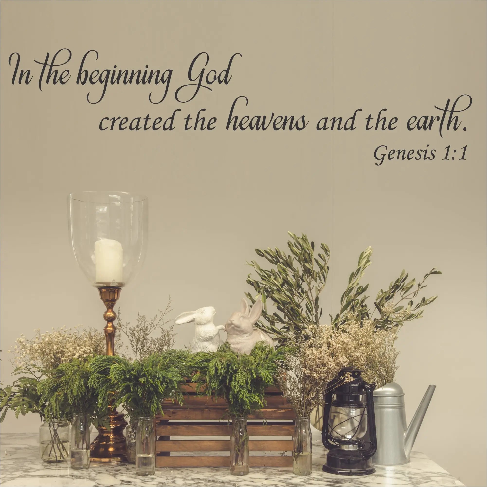 In The Beginning... Genesis 1:1 Bible Verse Wall Decal | Decor For Home Or Church Walls