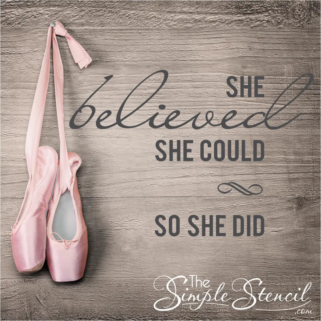 She Believed She Could, So She Did Inspirational Girls Wall Decal Sticker Art - Thumbnail 2