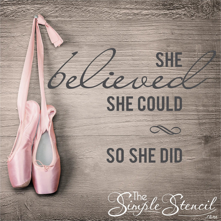 She Believed Could So Did | Inspirational Girls Wall Decal Sticker Art