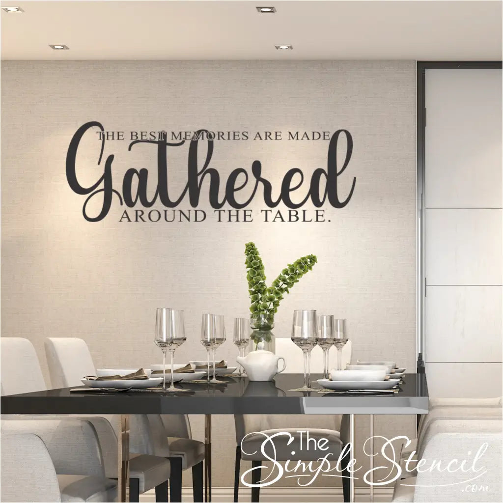 Embrace the spirit of Thanksgiving and beyond with a heartwarming wall decal that reminds you of the precious moments spent around the table with loved ones. By The Simple Stencil