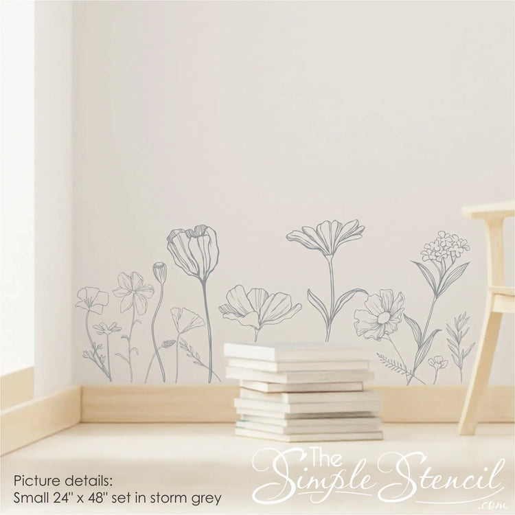storm-grey-wildflower-line-art-wall-stickers-living-room