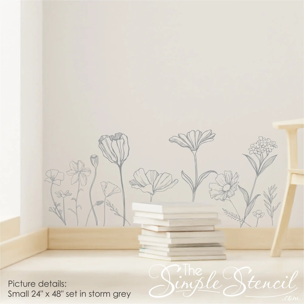 Biophilic Wildflower Wall Decals | Custom Colors | The Simple Stencil