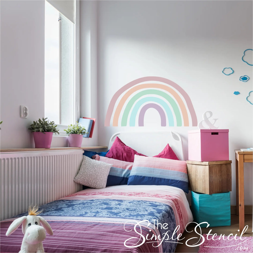 Boho Rainbow Wall Decal Mural | Large Wall Sizes & Custom Colors – The ...