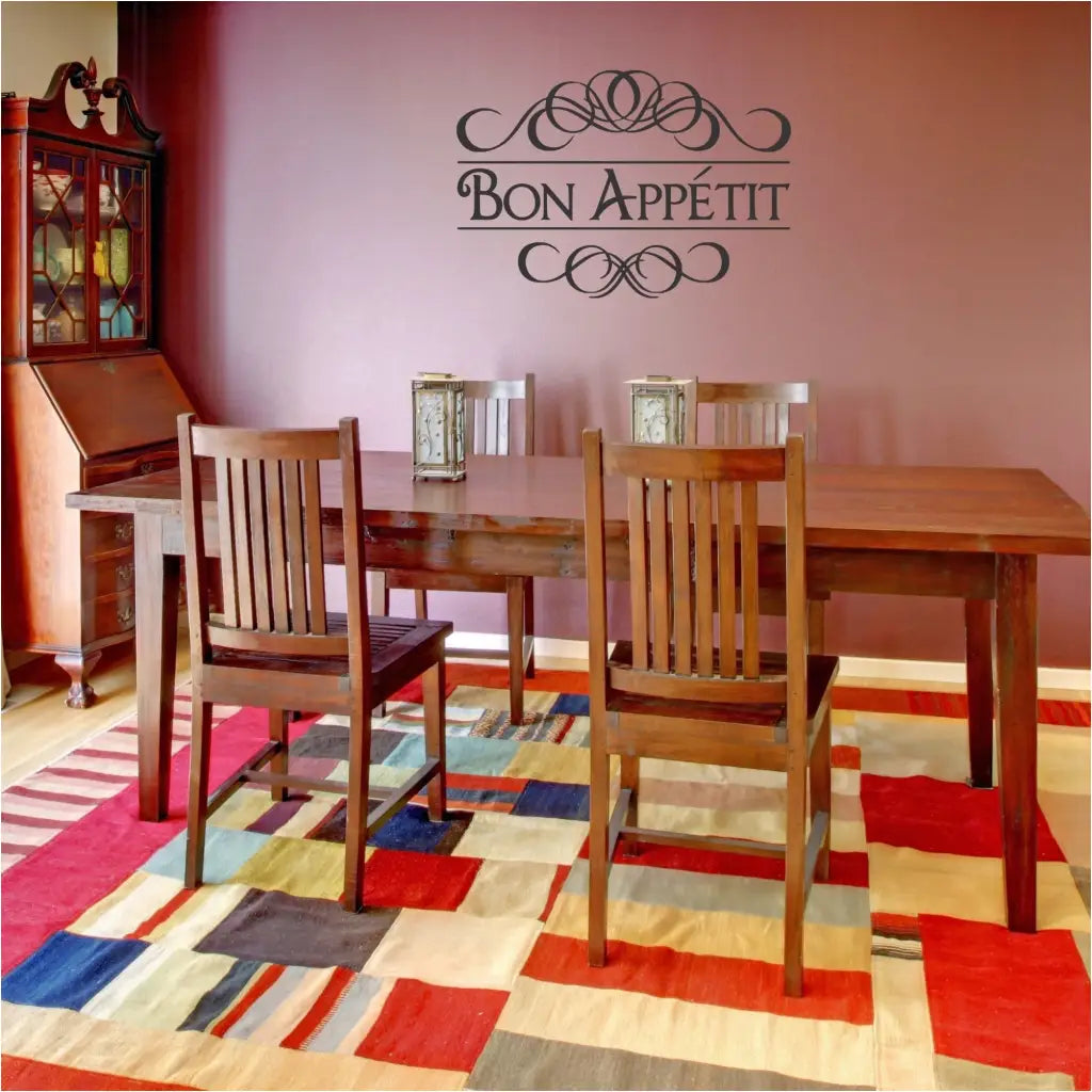 Bon Appetit With Scrolls Wall Art Decal