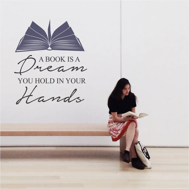 Wall Decal | School and Library Decor | A book is a dream you hold in your hands | Wall Quote Decal by The Simple Stencil