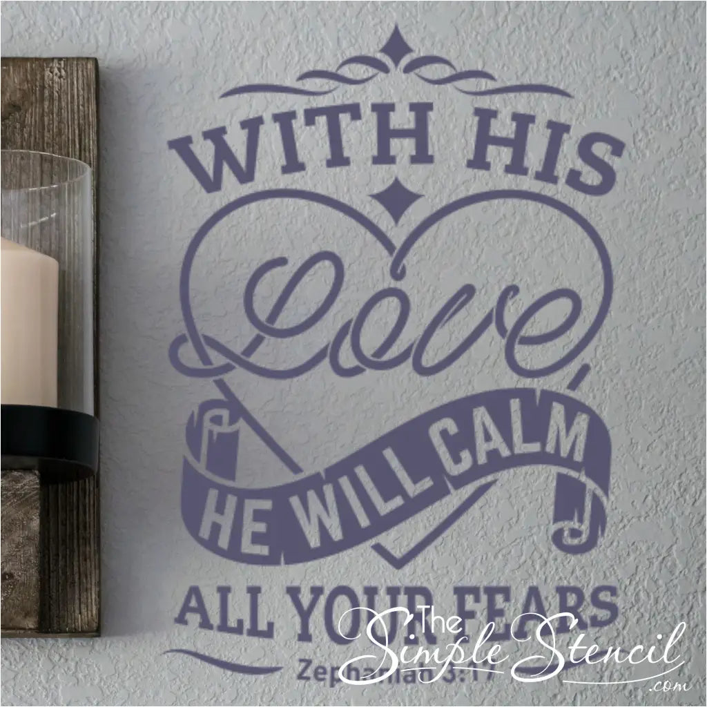  Inspirational Zephaniah 3:17 wall decal with a heart embellishment, adding a touch of peace and faith to your home or church.