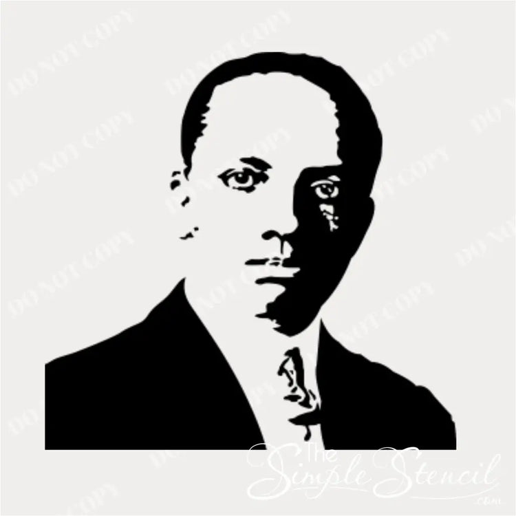 High-contrast black vinyl silhouette portrait of Carter G. Woodson, the Father of Black History.