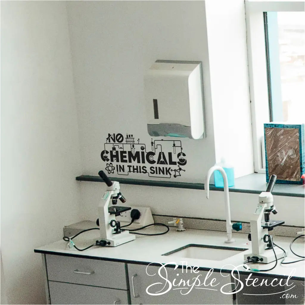 No Chemicals In Sink | Science Classroom Decal