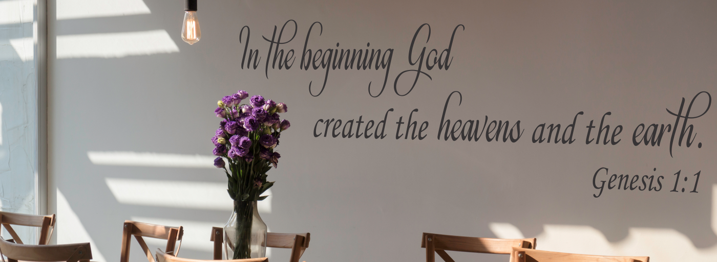 Beautiful large wall decals and graphics for church walls. Large scriptures and Bible Verses look stenciled on church walls but are easy to install and removable. Browse our large collection of Christian Wall Art Decals For Every Church Room or Event.