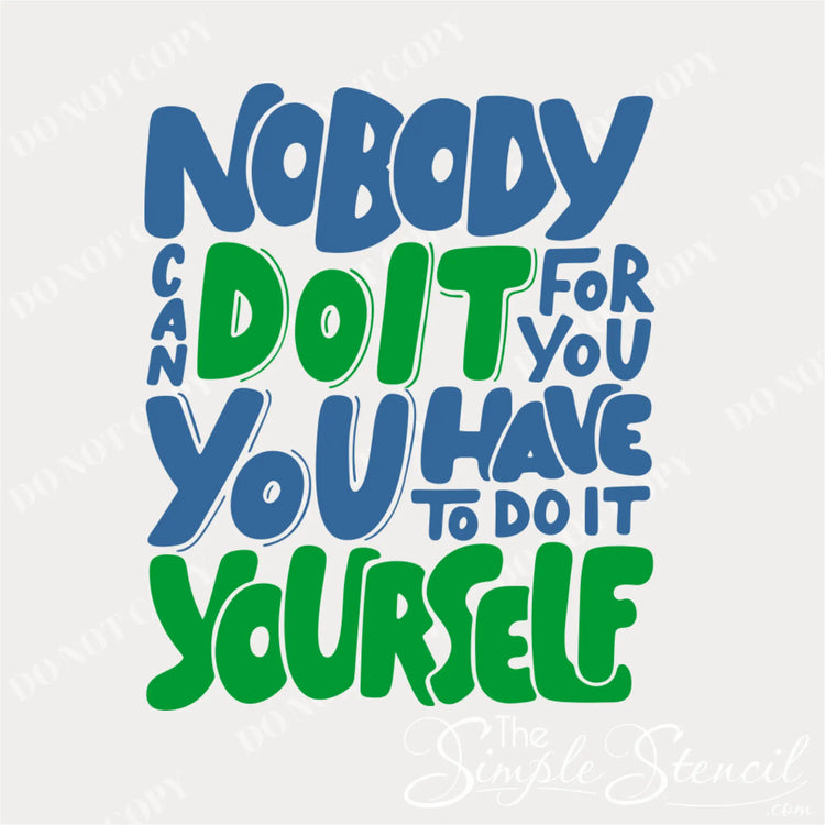 Blue and green stylized text wall decal with motivational message for classroom decor encouraging self effort