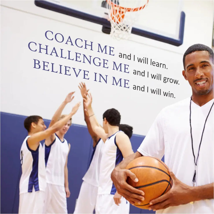 Inspiring and motivational large wall decal of a quote on a gym wall that inspires coaches and team members alike! 