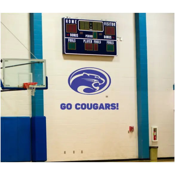 Cougars Mascot Wall Decal - Large Wall Graphic Sign For School Walls and Window Decorating