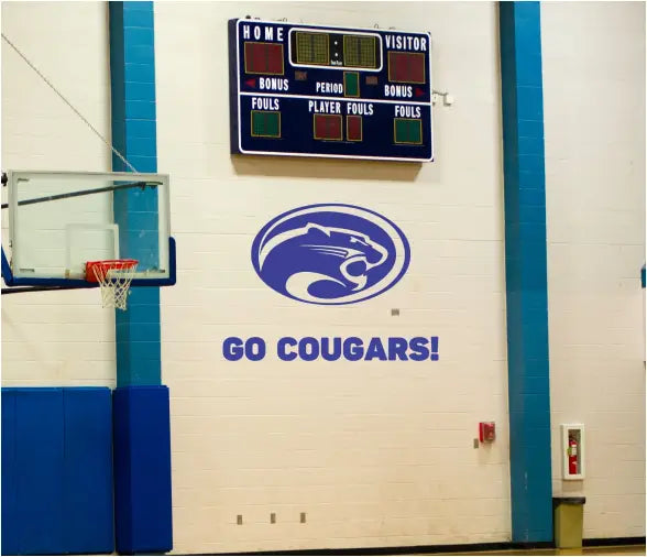 Cougars Mascot Wall Decal - Large Wall Graphic Sign For School Walls and Window Decorating