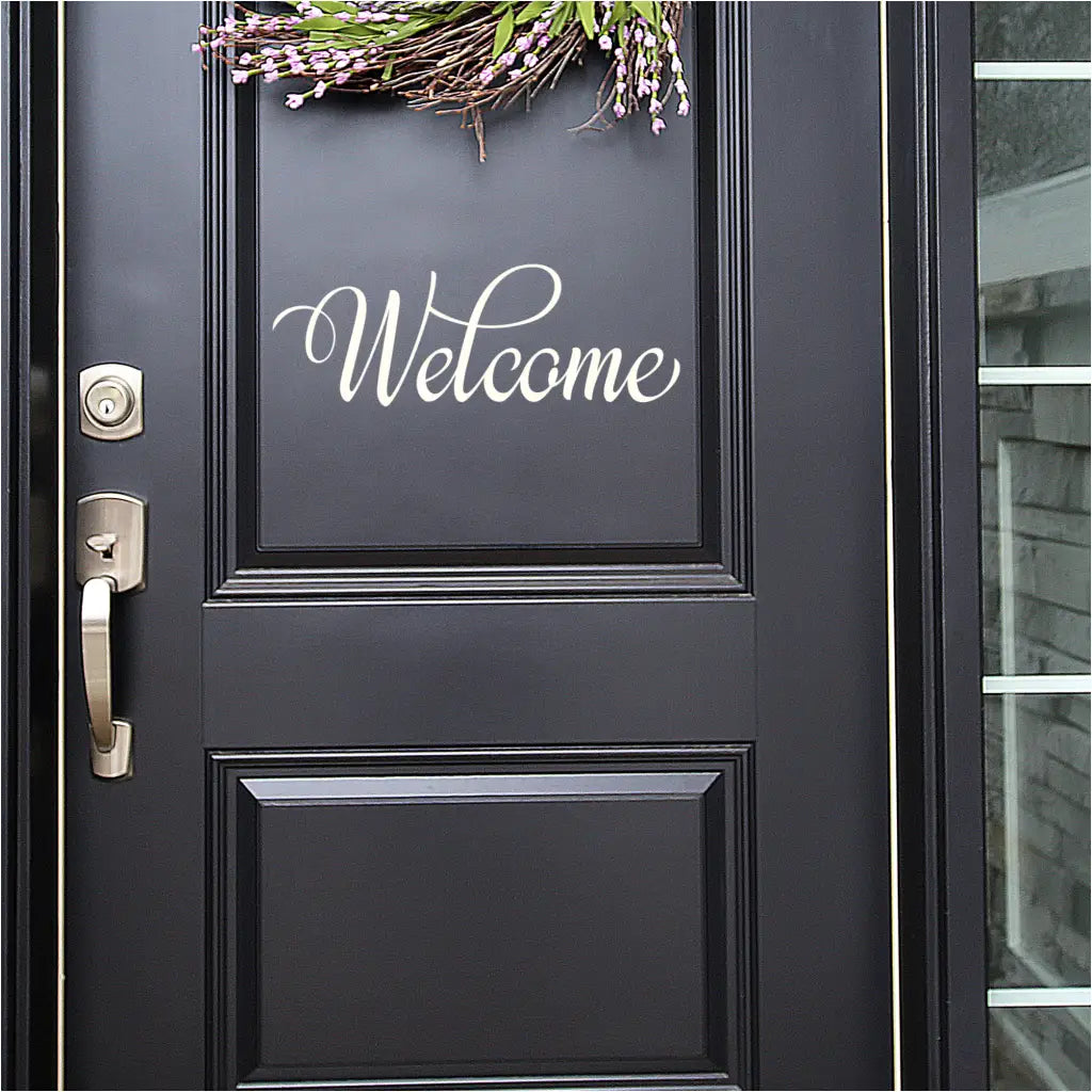 Cursive Script Welcome Decal For Door