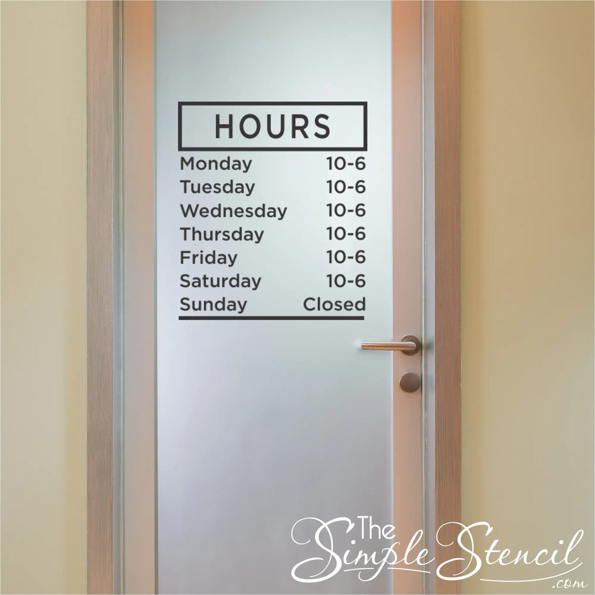 Custom Business Hours Decal | Window & Door Vinyl Signs – The Simple ...