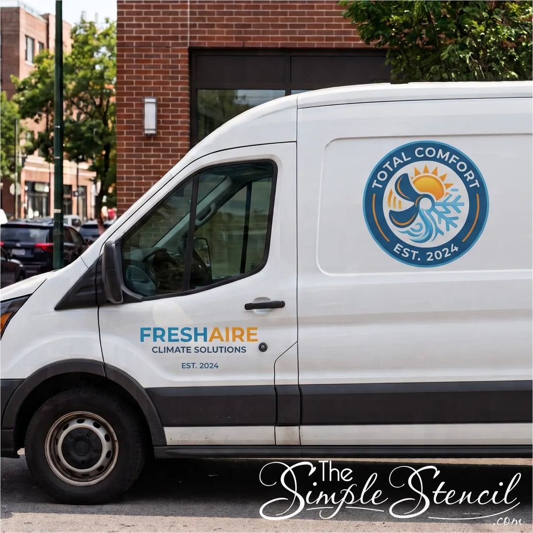 Printed and laminated 3M custom decals for van for diy install provided by The Simple Stencil and made in usa for over 20 years. 