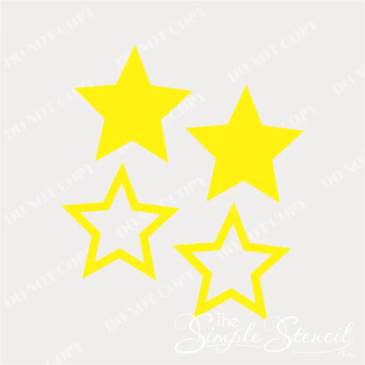 Close-up of the four star decals, highlighting their smooth vinyl material and detailed star shapes.