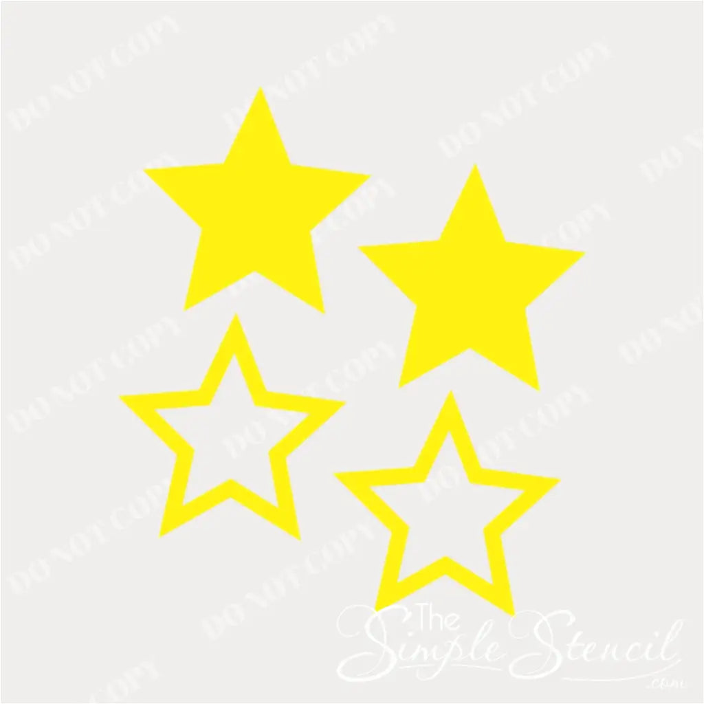 Close-up of the four star decals, highlighting their smooth vinyl material and detailed star shapes.