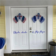 Decks, docks & Flip Flops | A fun removable wall (or door) decal design will welcome guests to your lake front home, beach house, etc. 