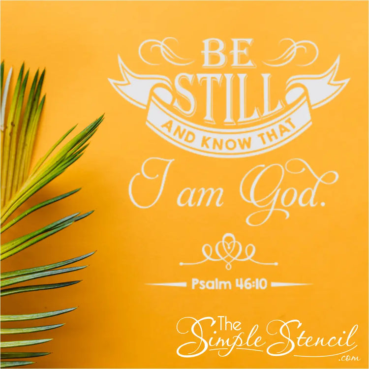 "Be still and know that I am God" decal displayed in an office setting, promoting a peaceful work environment.