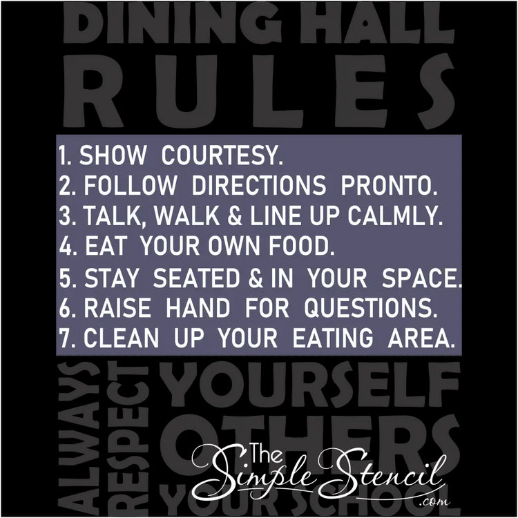 Dining Hall Rules Wall Decal Sign | Lunch Room Decor