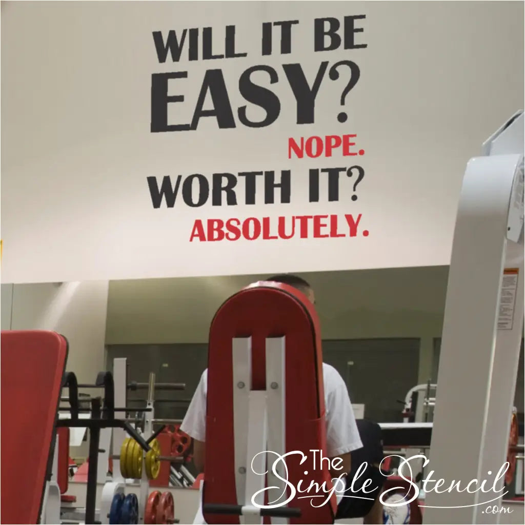 A motivational wall decal to help motivate you to reach your fitness goals. Large gym fitness center wall display decal