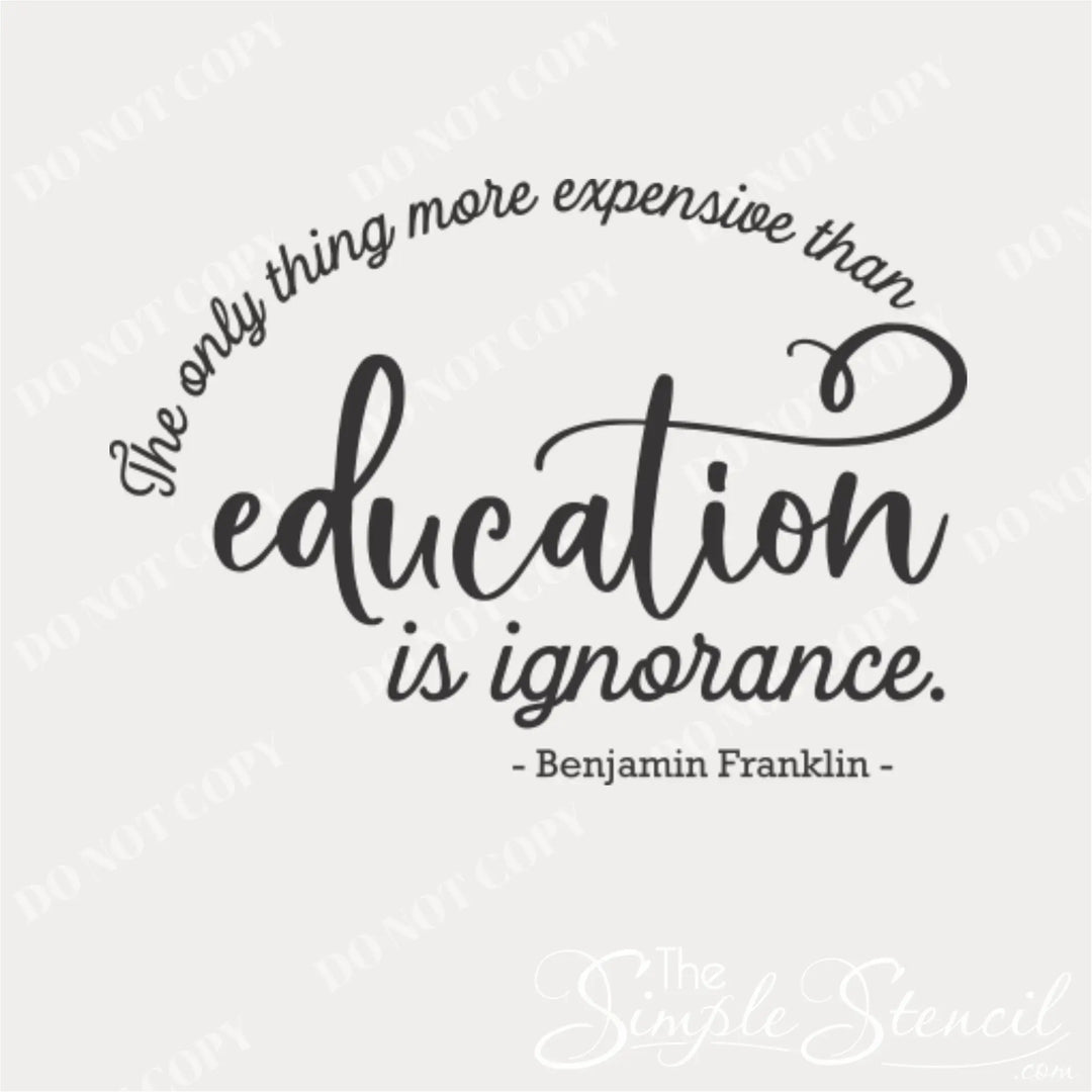 Detailed view of the 'Cost of ignorance' wall decal, highlighting the clean lines and easy application